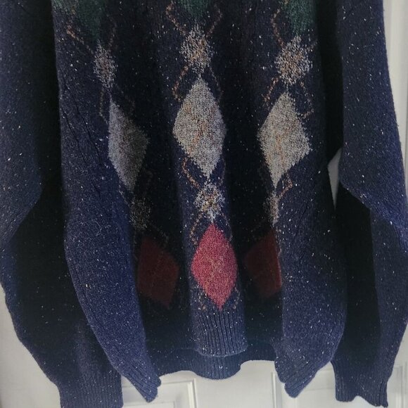 Pendleton Shetland 100% Virgin Wool Blue Argyle Diamond Sweater Mens Size XL - Picture 3 of 9